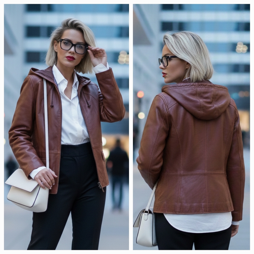 A New Approach L Modern Contemporary Streetwear Utility Leather Bomber Jacket